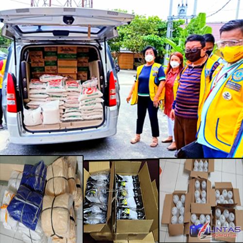Foto:Ket//Bantuan APD dan sembako Lions Club Golden Estate